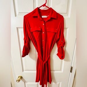 Bright red Calvin Klein dress pops! Size 4. Very flattering!